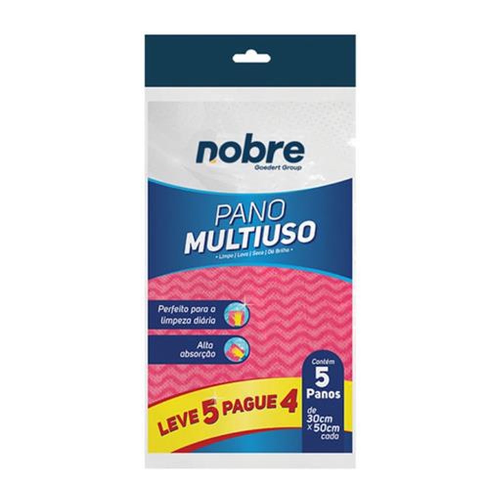 Pano Multiuso Pacote Com 5 Unidades 30Cm X 50CM Leve 5 Pague 4 Vermelho Nobre