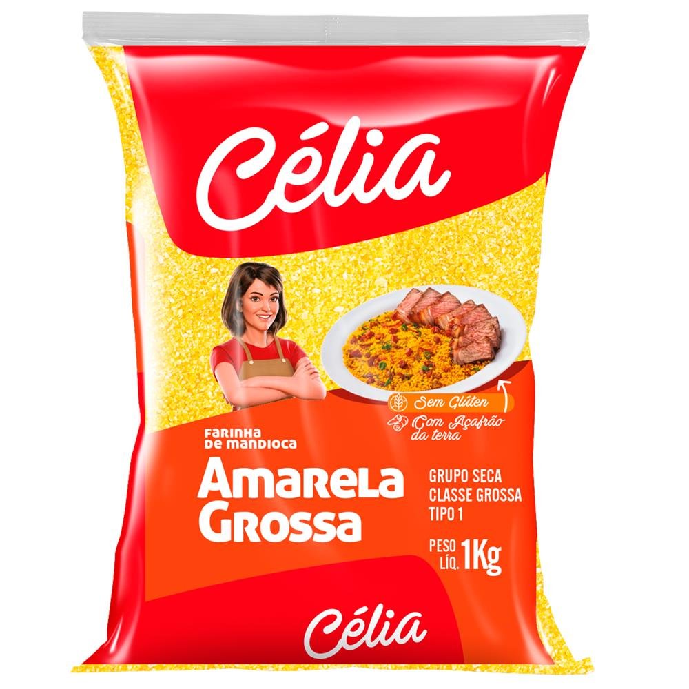Farinha de Mandioca Célia Amarela Grossa 10x1kg