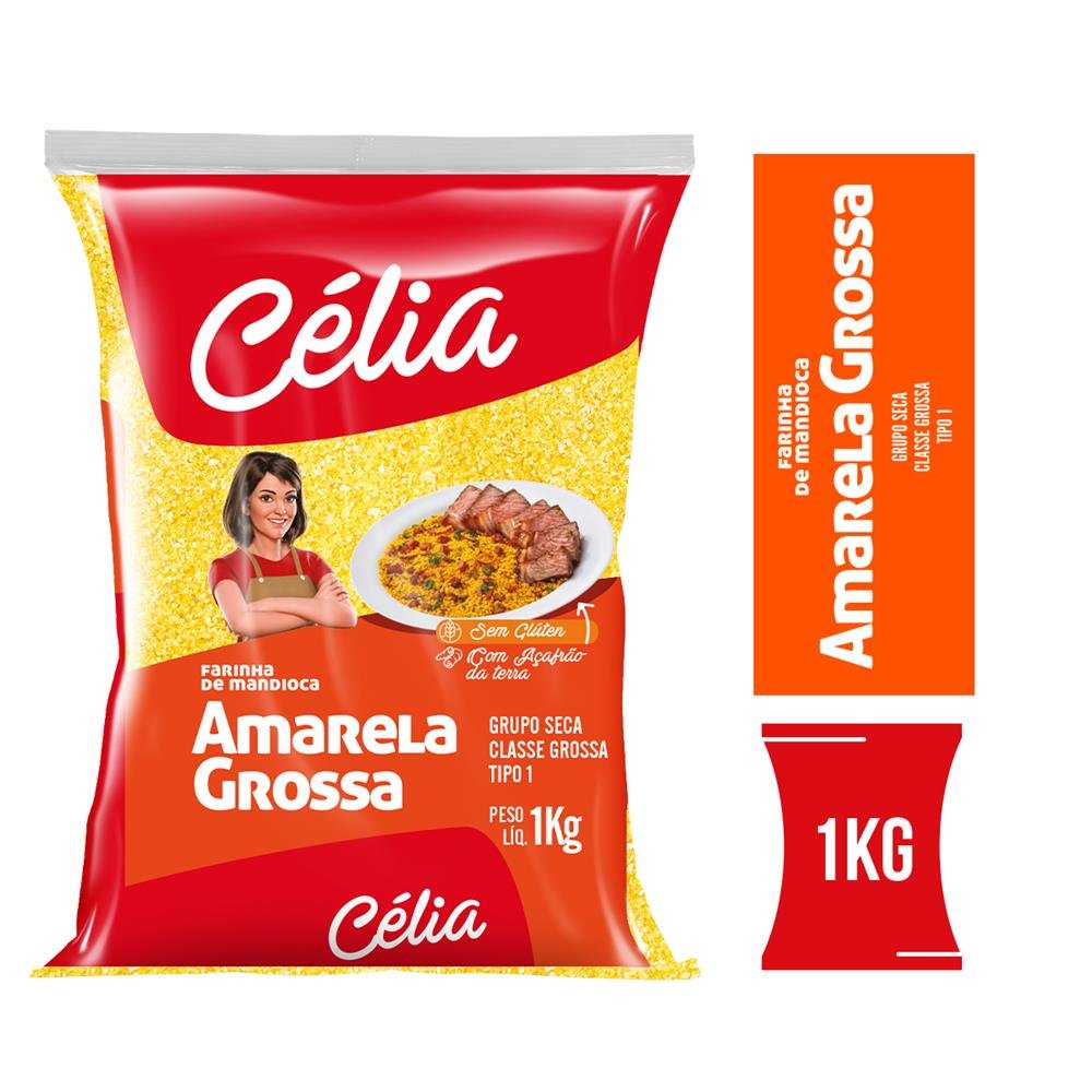 Farinha de Mandioca Célia Amarela Grossa 10x1kg
