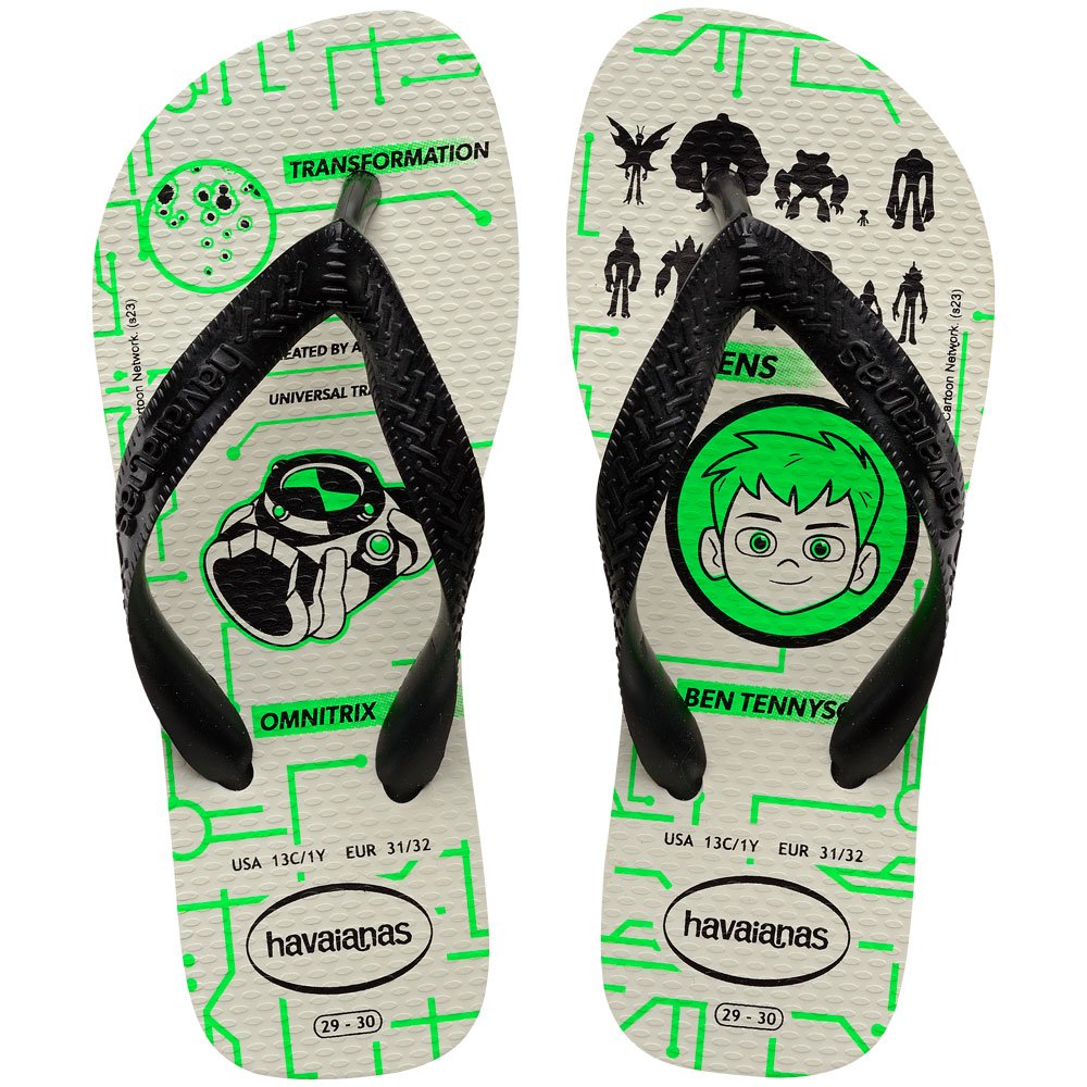 Chinelo Havaianas Kids Ben 10 (23-32) - Branco Preto Preto 3471 Com 12 pares
