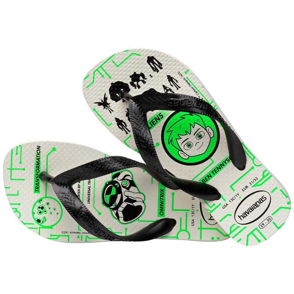 Chinelo Havaianas Kids Ben 10 (23-32) - Branco Preto Preto 3471 Com 12 pares
