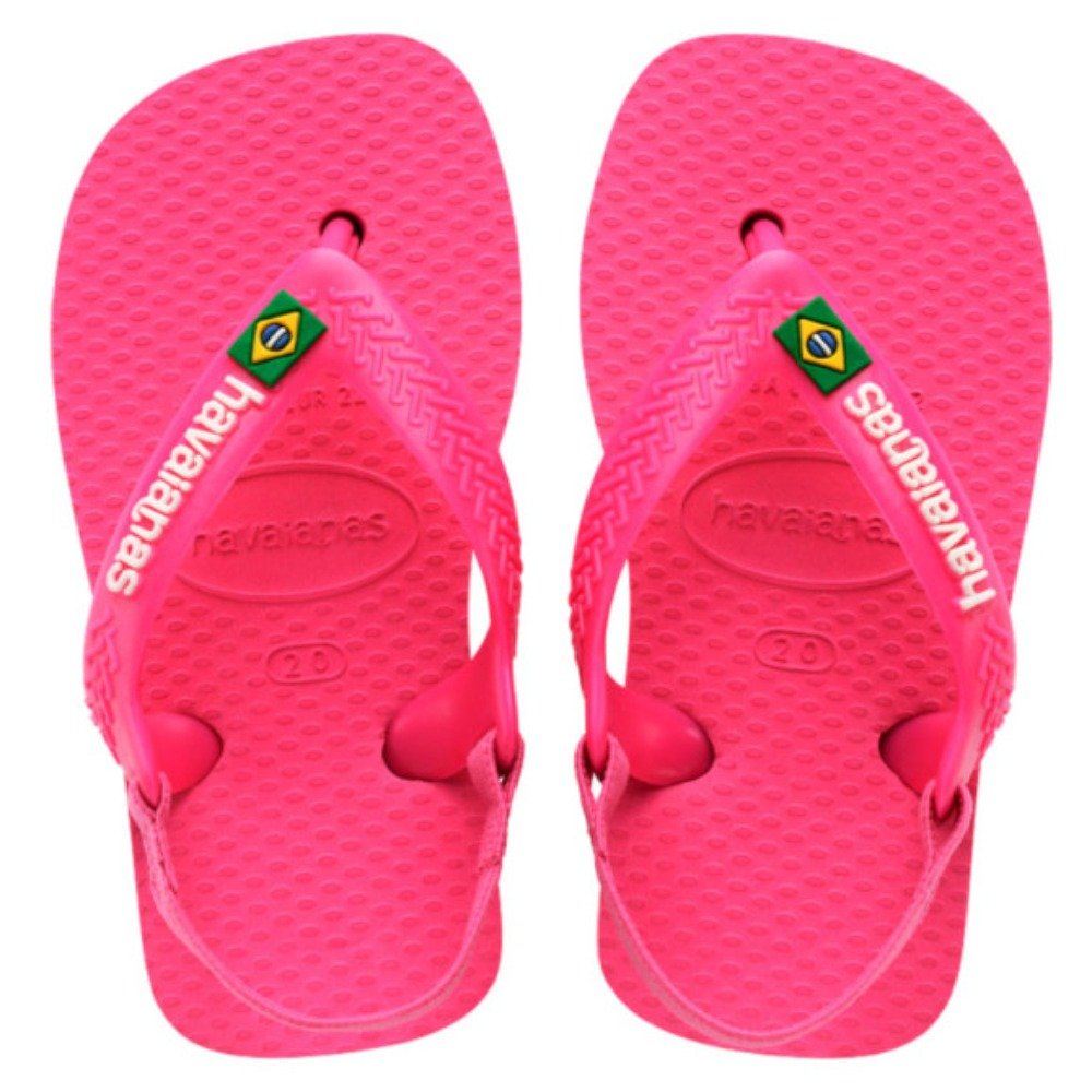 Chinelo Havaianas Baby Brasil Logo (Nº22) - Rosa Flux Branco 8418 Com 12 pares