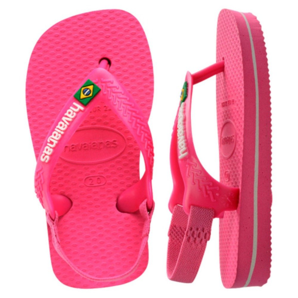 Chinelo Havaianas Baby Brasil Logo (Nº22) - Rosa Flux Branco 8418 Com 12 pares