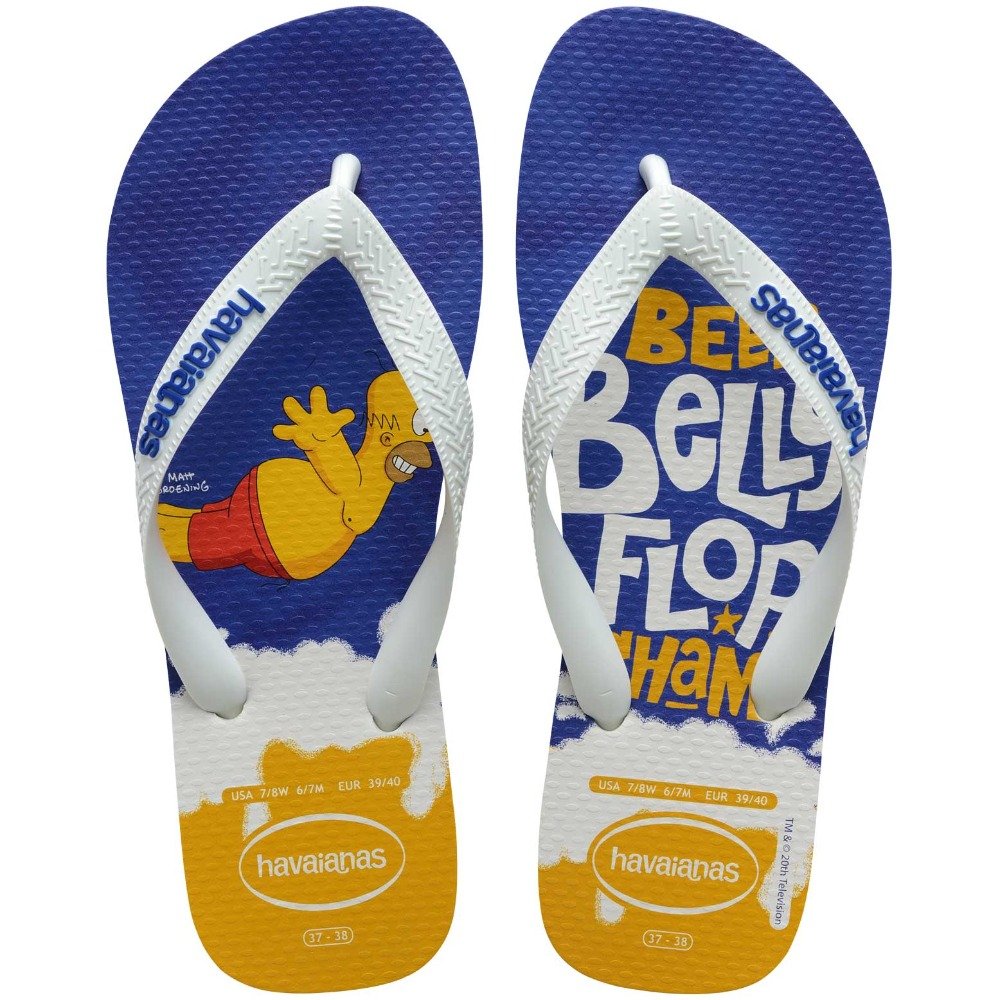 Chinelo Havaianas Simpsons (37/38) - Branco Branco Azul 7462 Com 12 pares