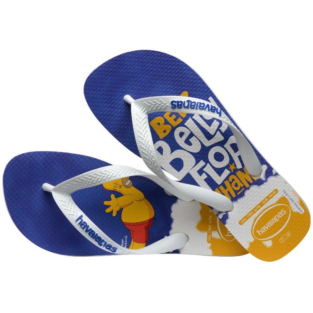 Chinelo Havaianas Simpsons (37/38) - Branco Branco Azul 7462 Com 12 pares