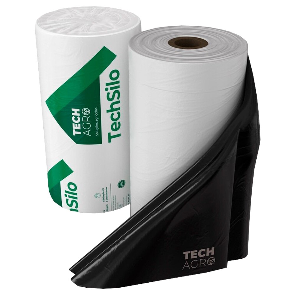 Lona Plástica Techsilo Preta/Branca 10x50m 40kg Techagro 100 Micra