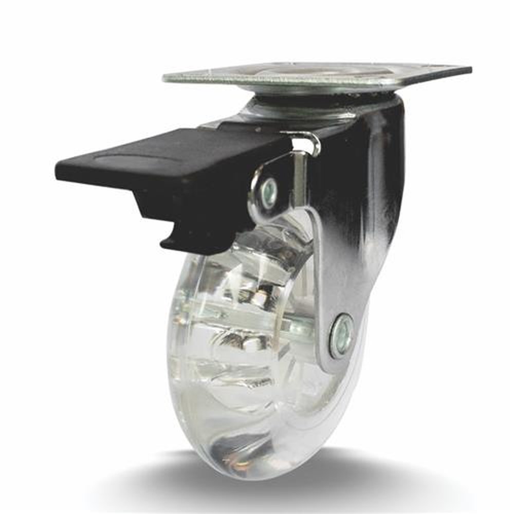 Rodízio Cromado Colson Base Girátoria 75mm sem Freio Roda Gel Capacidade 50kg