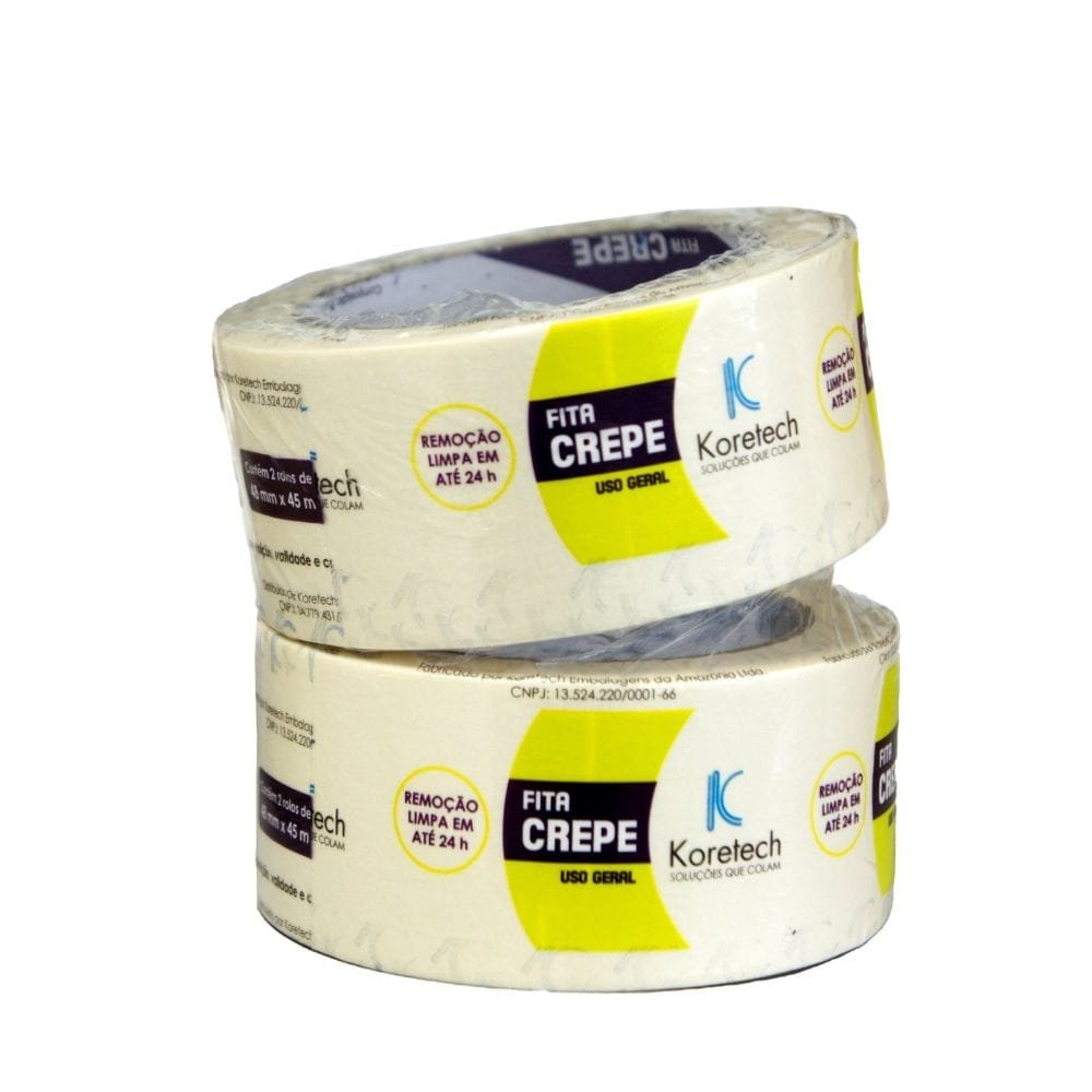 Fita Crepe Koretech Uso Geral 48mmx45m - Embalagem com 2 Unidades