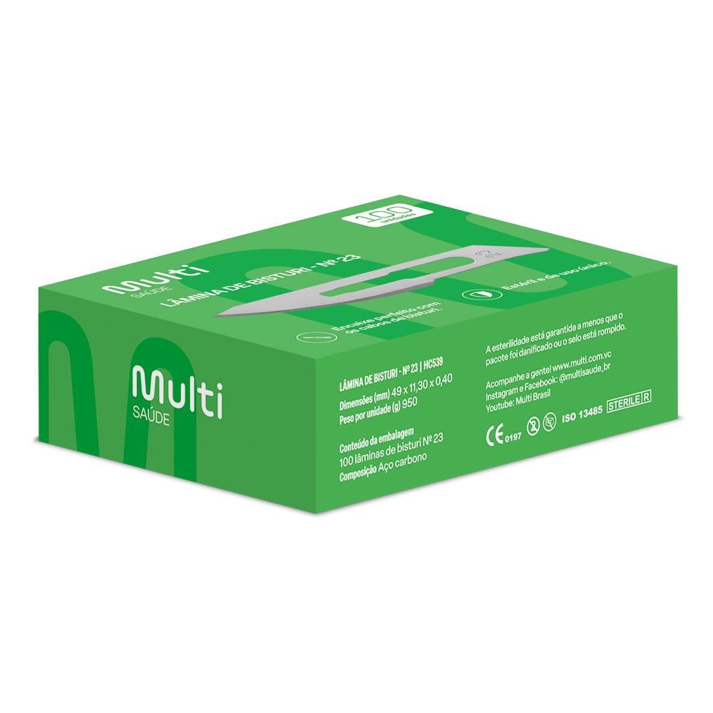 Lamina de Bisturi N.23 caixa com 100 Unidades Multi Saude - HC539