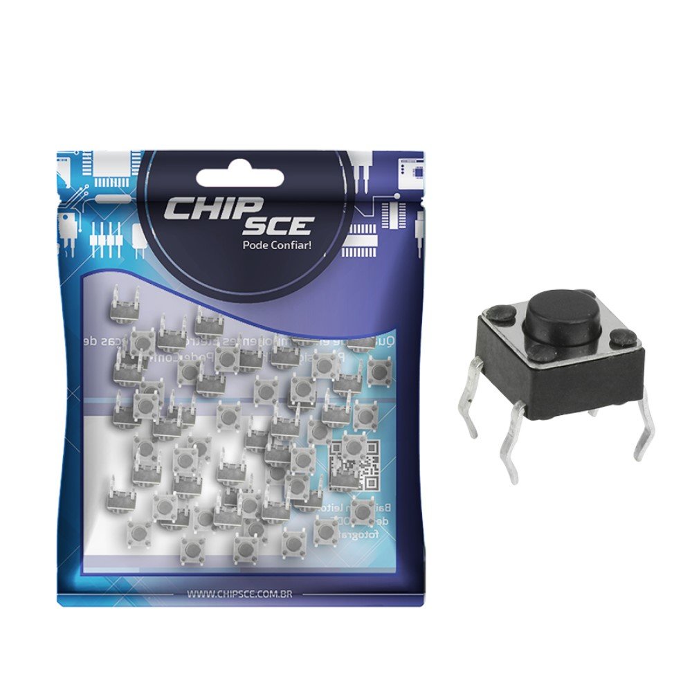 Chave Tact 6 X 6 X 4,3Mm - 180 Graus - 50 Unidades