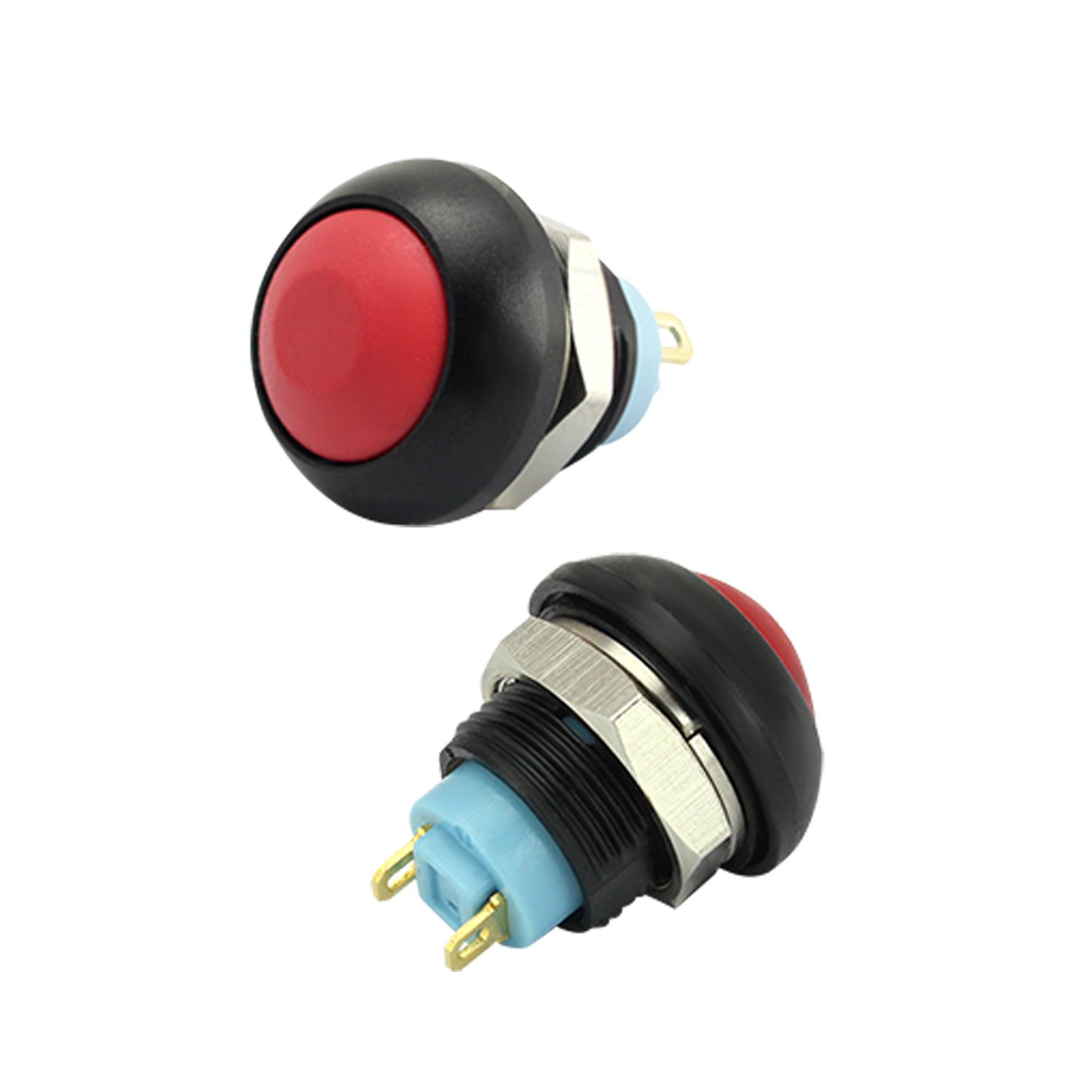 Chave Push Button 2 Terminais 12mm Ds-12b - Vermelho - 5 Unidades