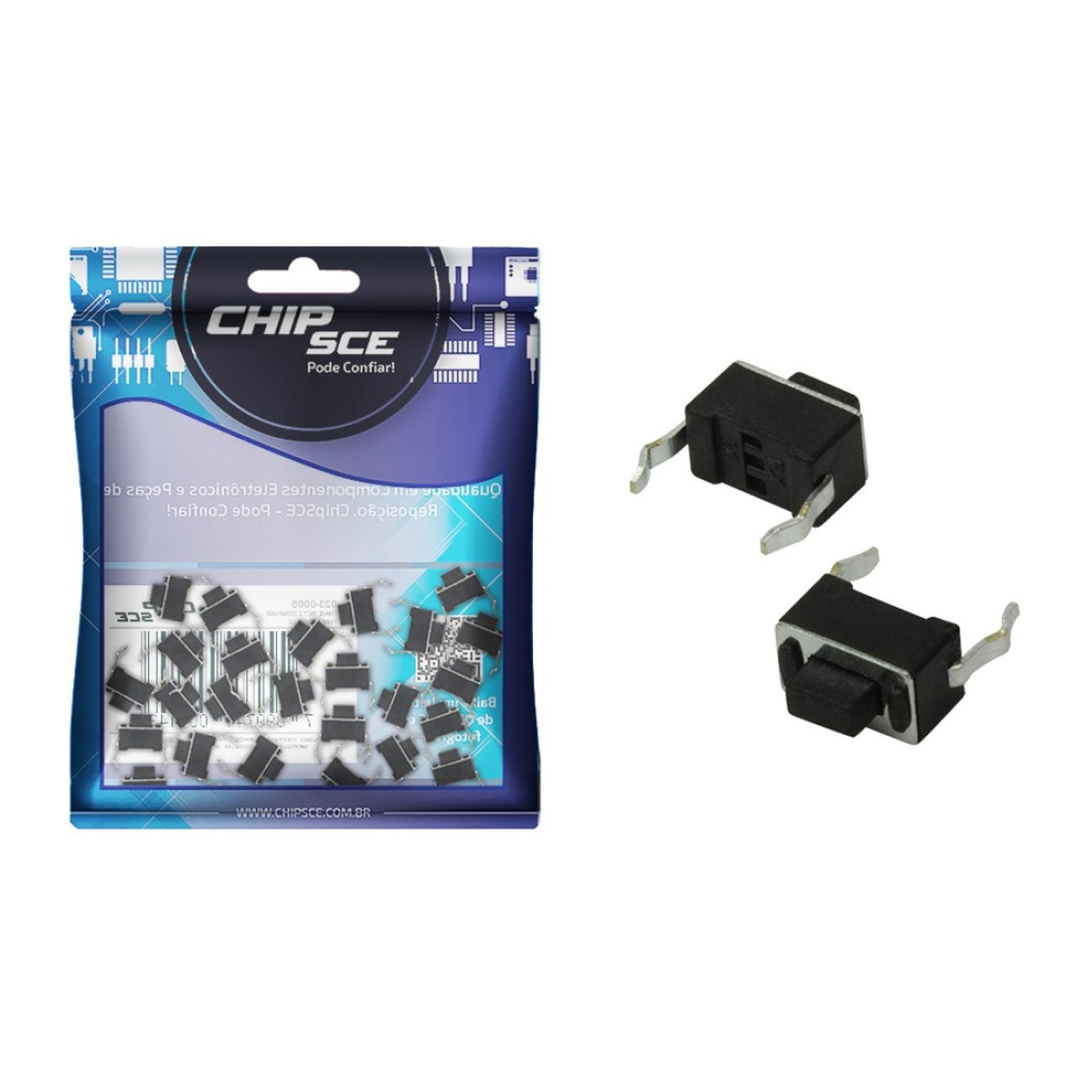 Chave Táctil 2 Terminais 5mm 180 Graus - 25 Unidades - ChipSCE
