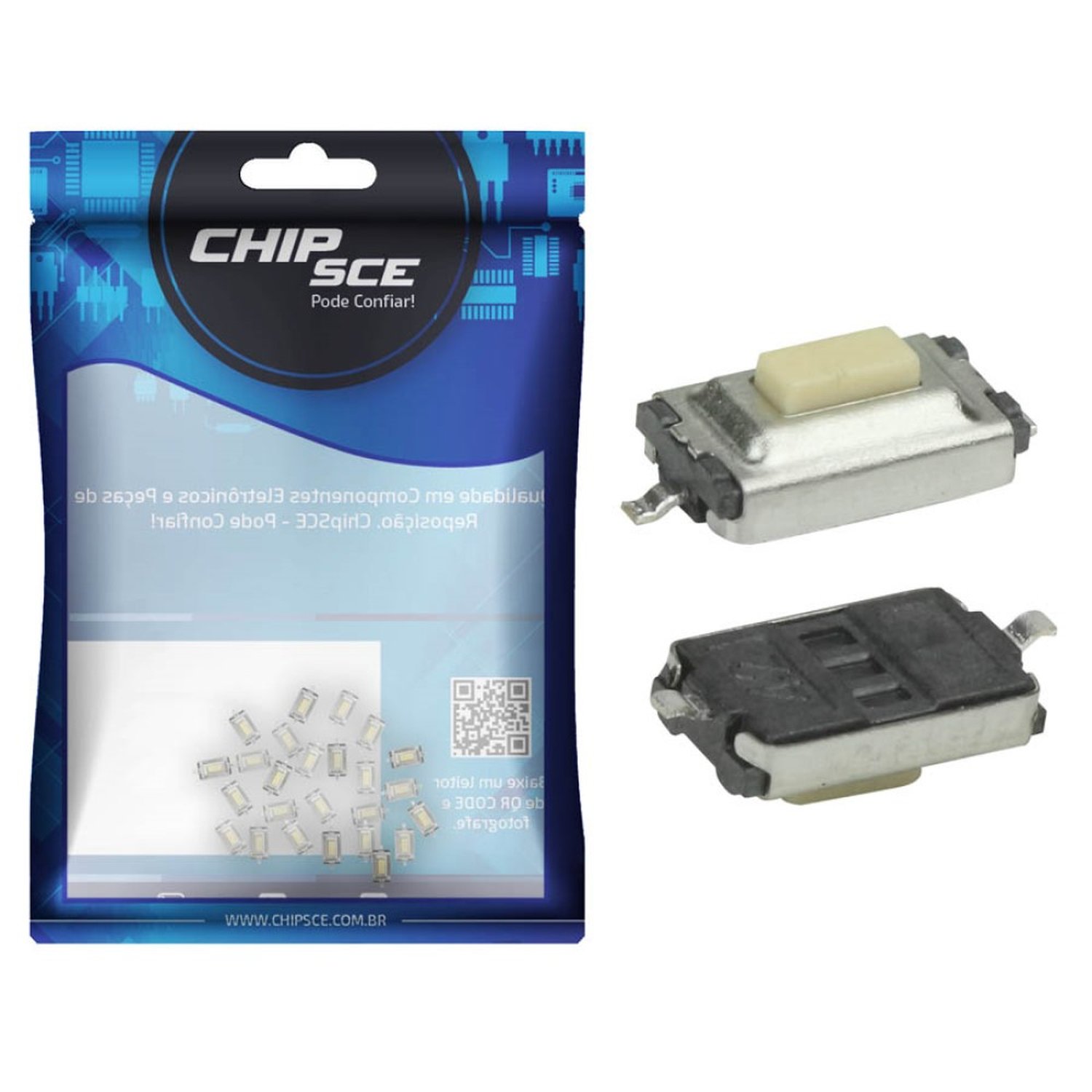 Chave Tactil Smd 3 X 6 X 2,5 Mm 2 Terminais Kfc-A06 - 25 Unidades - ChipSCE