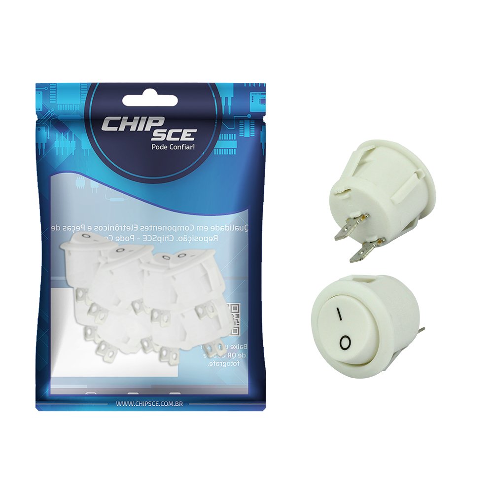 Chave Gangorra Redonda Com 2 Terminais Faston Branco - 10 Unidades