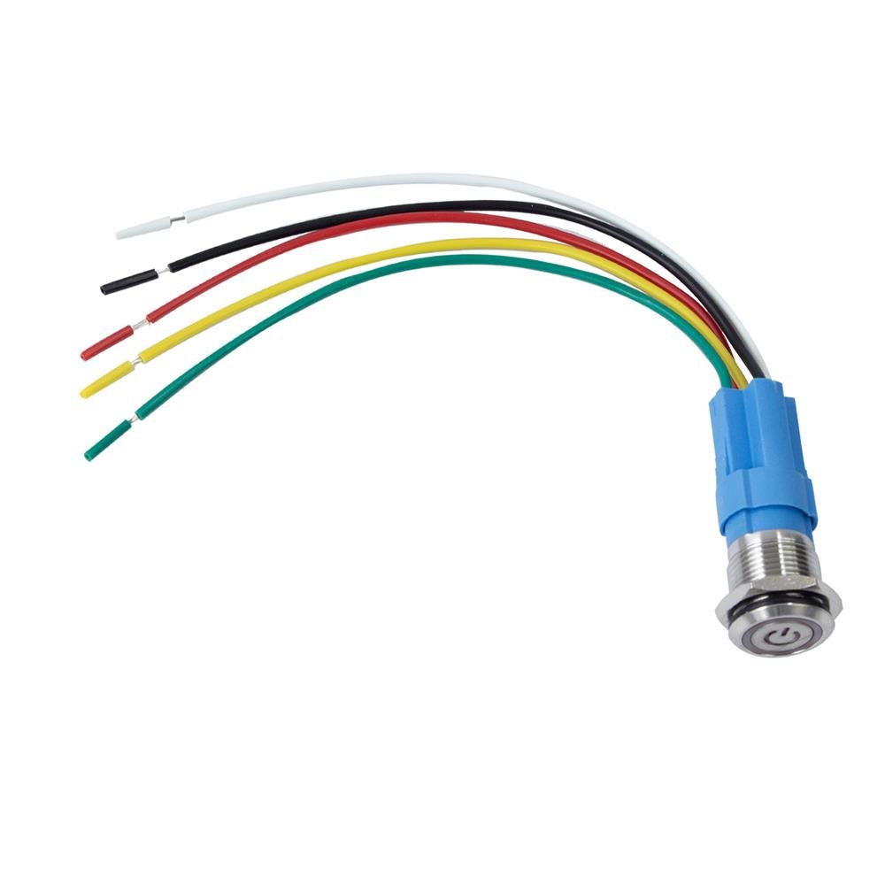 Chave Liga E Desliga Universal Inox 12V Com Trava LED 16MM Las3-16f-11epl/s - Branco