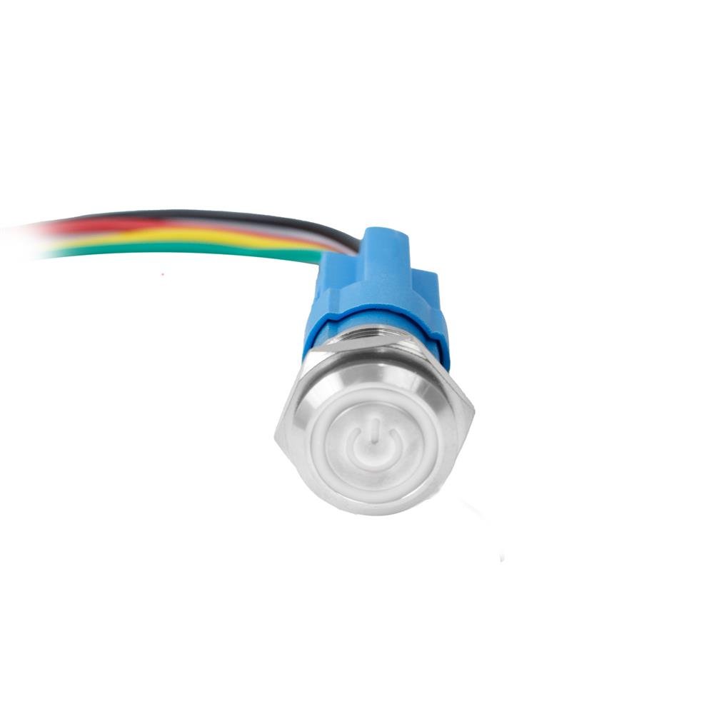 Chave Liga E Desliga Universal Inox 12V Com Trava LED 16MM Las3-16f-11epl/s - Branco