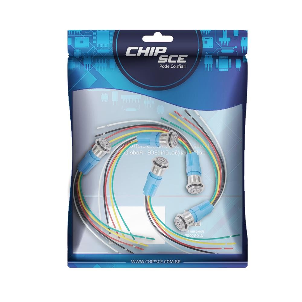 Chave Liga E Desliga Universal Inox 12V Com Trava LED 16MM Las3-16f-11epl/s - Branco