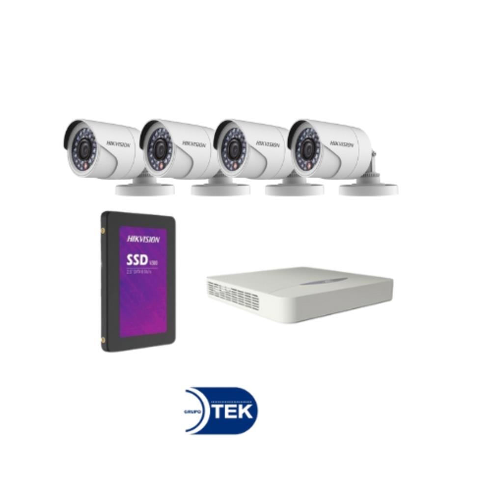 Kit de monitoramento 4 câmeras bullet JFL + DVR de 4 canais JFL + HD SSD 1TB Hikvision