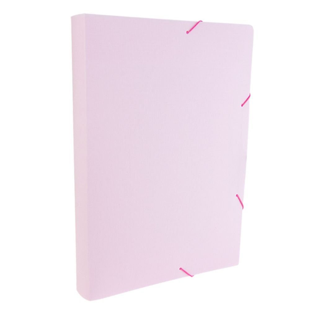 Pasta Aba Elástico Ofício Lombo 4cm Linho Rosa Pastel 249wp
