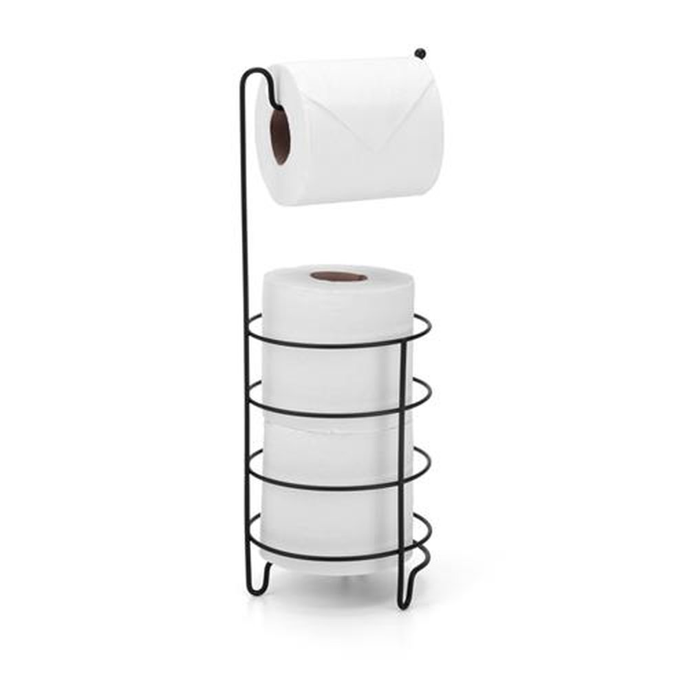 Suporte Chão Para 4 Papel HIgiênico Redondo Black Arthi - Embalagem Com 10 Unidades