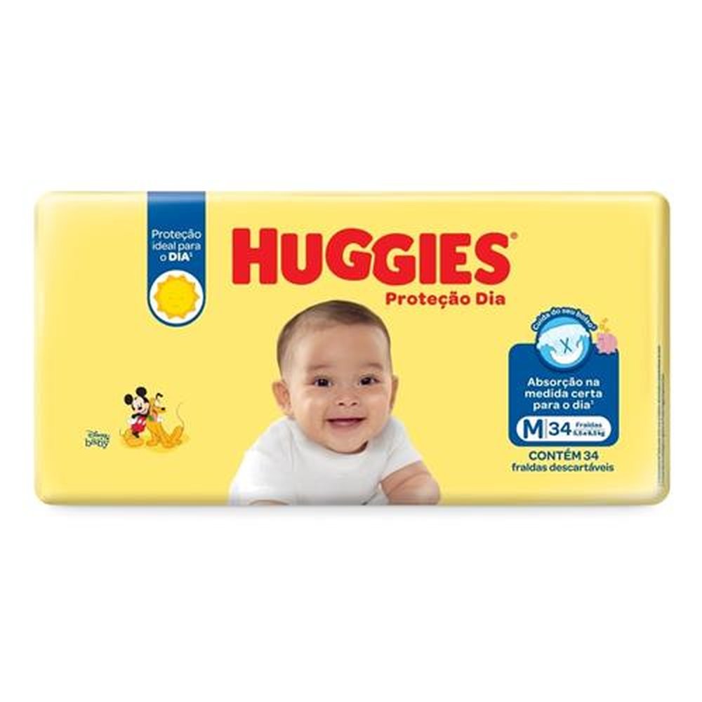 FRALDA DESCARTAVEL HUGGIES PROTECAO DIA JUMBO MEDIA 9X34 LEVE MAIS PAGUE MENOS