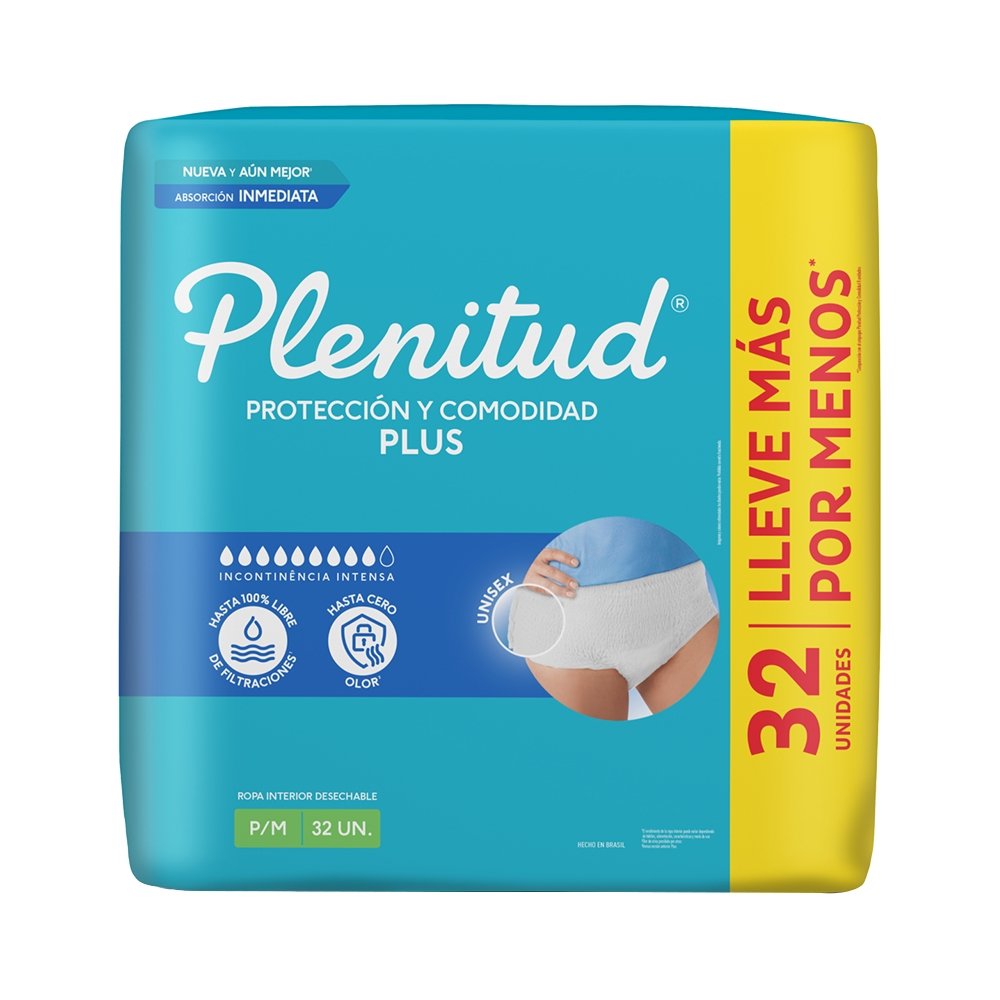 Roupa Íntima Plenitud Plus Tamanho P/M - 2 Pacotes com 32 Tiras - Total 64 Tiras