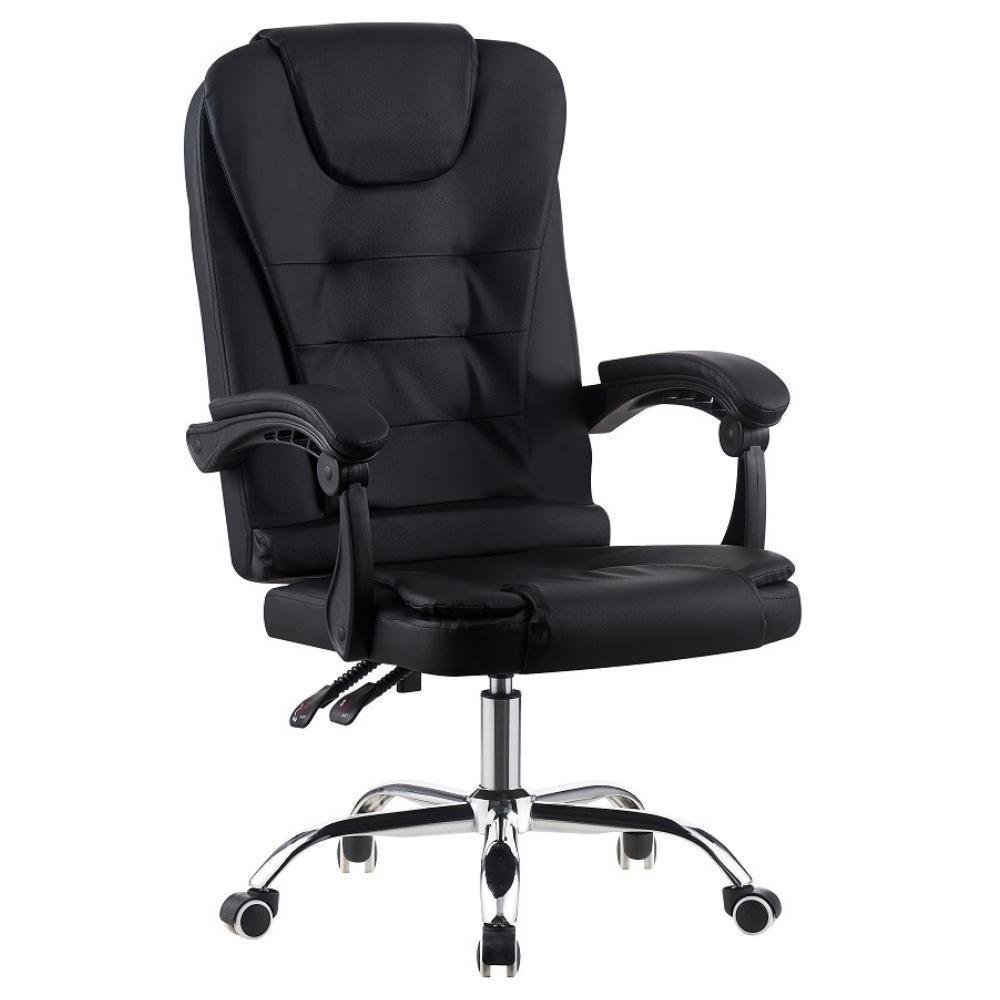 Cadeira De Escritorio Presidente Base Cromada Com Rodinha Fortt Nantes Preta - Cpf01-P