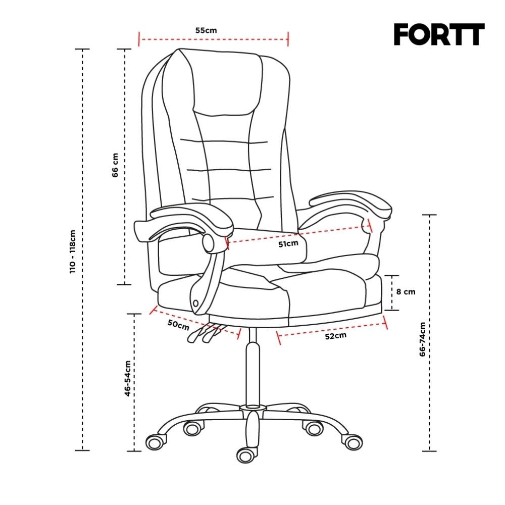 Cadeira de Escritorio Presidente Base Cromada com Rodinha Fortt Copenhague Preta - CPF07-P