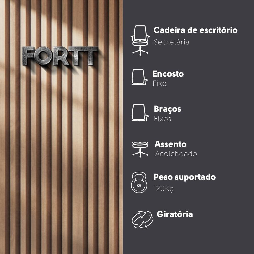 Cadeira De Escritorio Secretaria Base Cromada Com Rodinha Fortt Lisboa Vermelha - Csf02-V