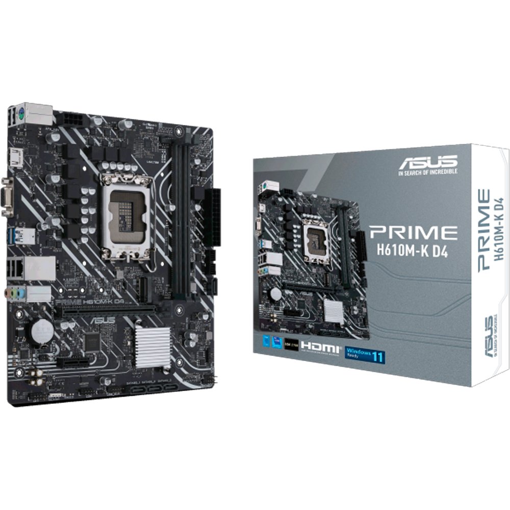 Placa-Mae Asus Prime H610M-K D4, Intel LGA 1700, mATX, DDR4, HDMI e VGA, M.2, USB 3.2