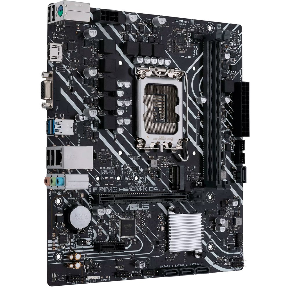 Placa-Mae Asus Prime H610M-K D4, Intel LGA 1700, mATX, DDR4, HDMI e VGA, M.2, USB 3.2