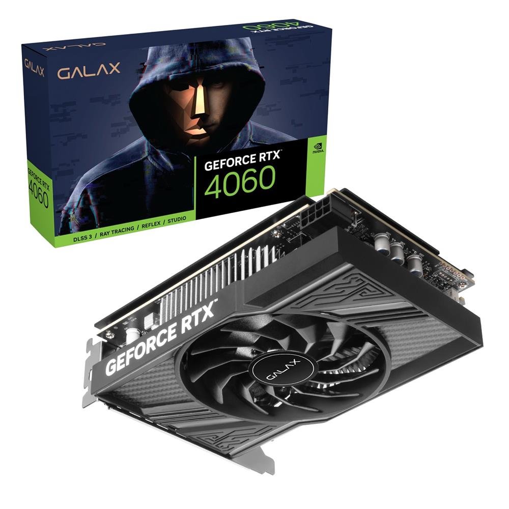 Placa De Vídeo Galax Geforce Rtx 4060, 1-Click Oc, 8Gb, Gddr6, 128-Bit, Preto