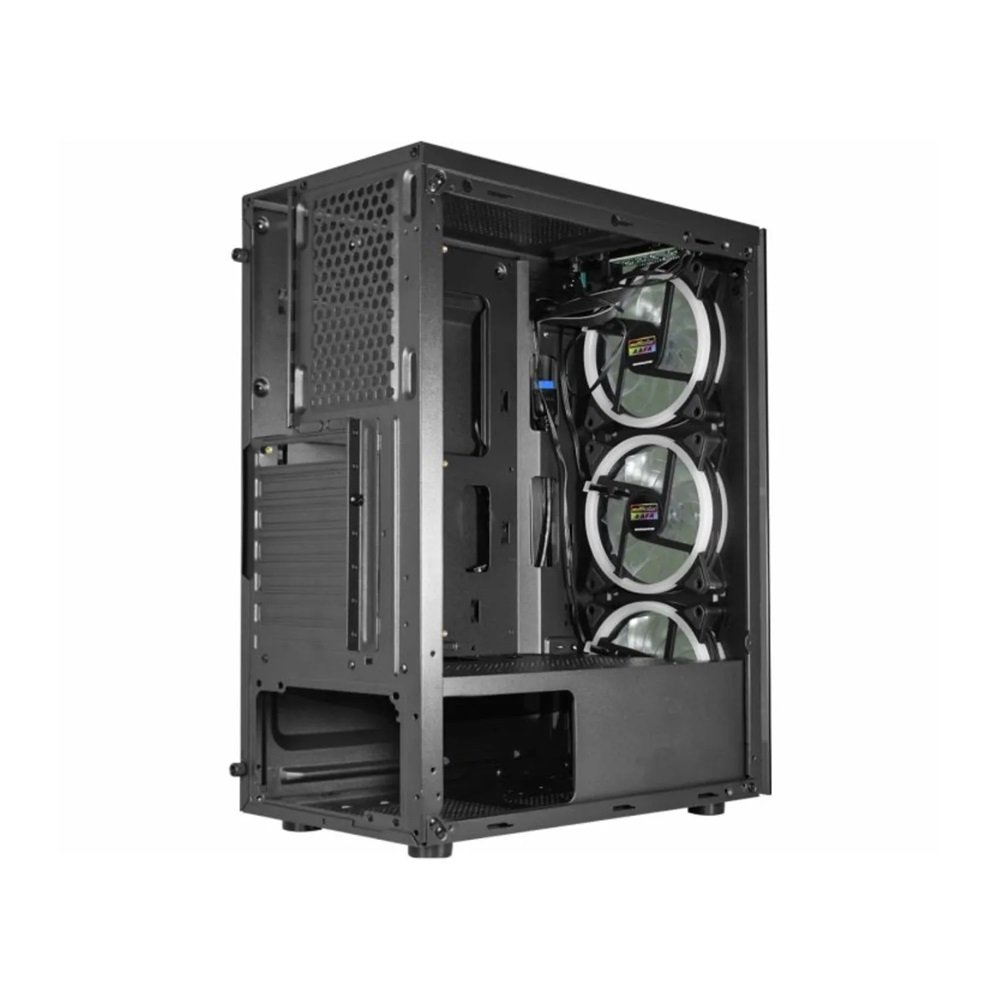 Gabinete Gamer K-Mex Divinus CG-AL10, Rainbow, Mid-Tower, Vidro Temperado, 3 Fans, Preto