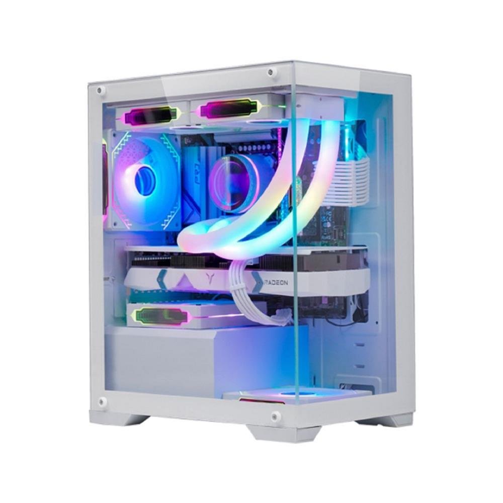 Gabinete Gamer K-Mex Cg-W1h5 Aquário Poseidon, Mid Tower, Vidro Temperado, Matx, Sem Fan, Branco