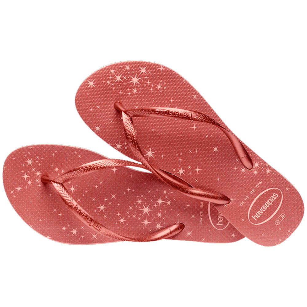 Chinelo Havaianas Slim Gloss (33/34) - Rosa Ballet Dourado Blush 3606 Com 12 pares