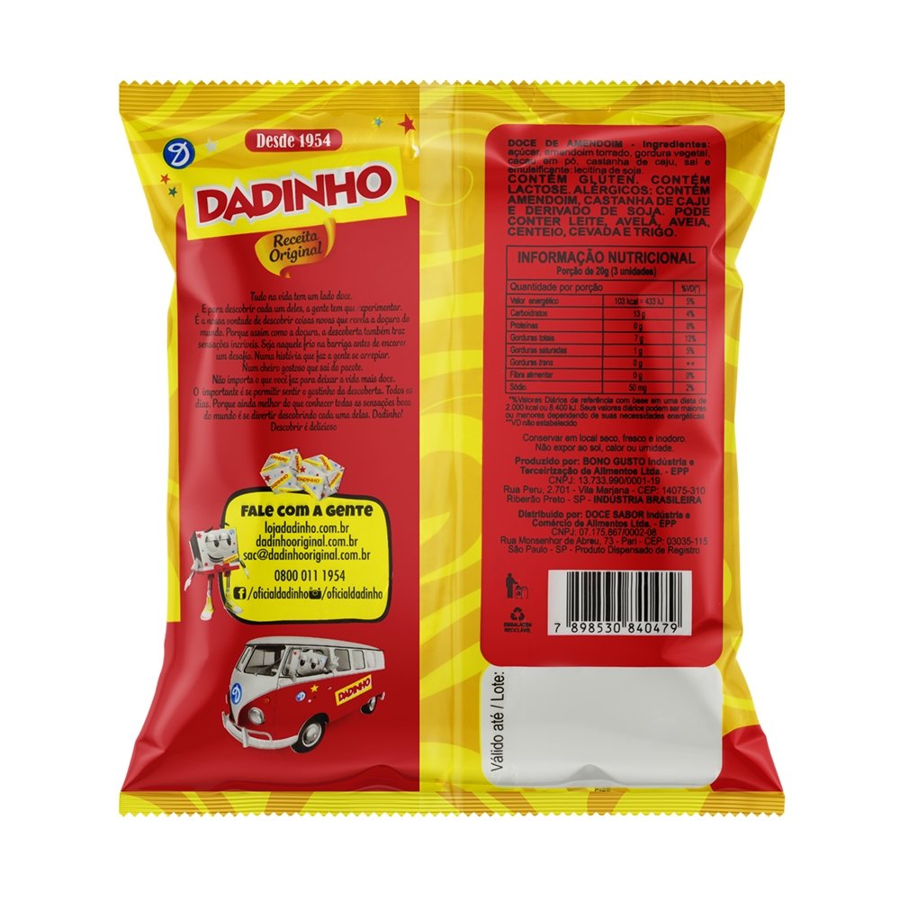 Bala Dadinho Amendoim Tradicional 600g