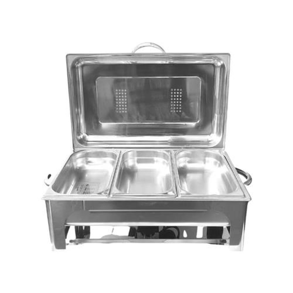 Rechaud Retangular com 3 Cubas Inox Banho Maria Tecnocuba
