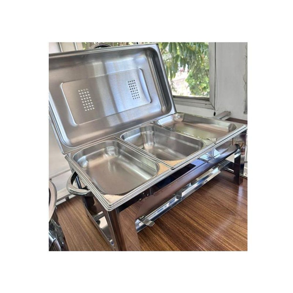 Rechaud Retangular com 3 Cubas Inox Banho Maria Tecnocuba
