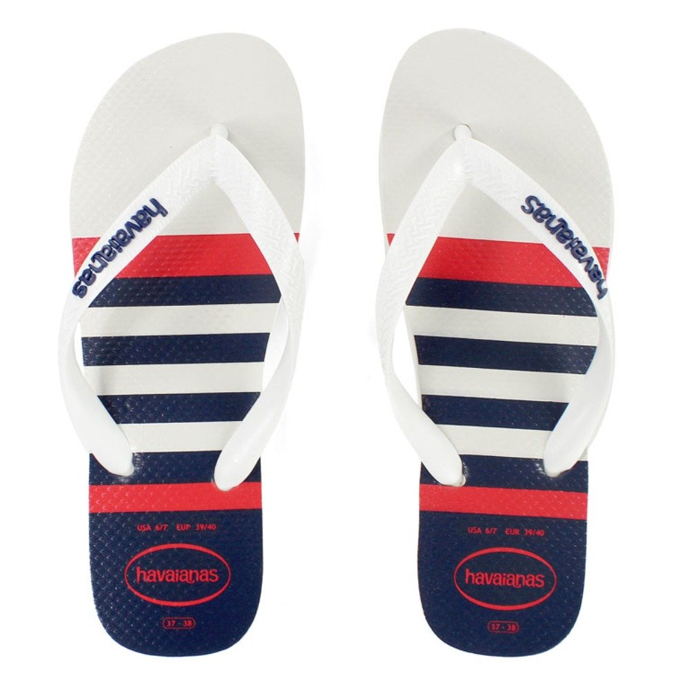 Chinelo Havaianas Top Nautical (37-44) - Branco Branco Marinho 6349 Com 12 pares
