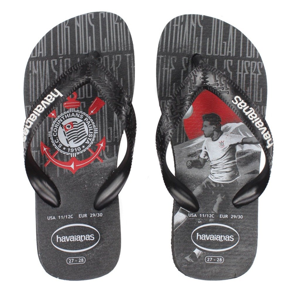 Chinelo Havaianas Top Times Corinthians (33-38) - Preto 0090 Com 12 pares