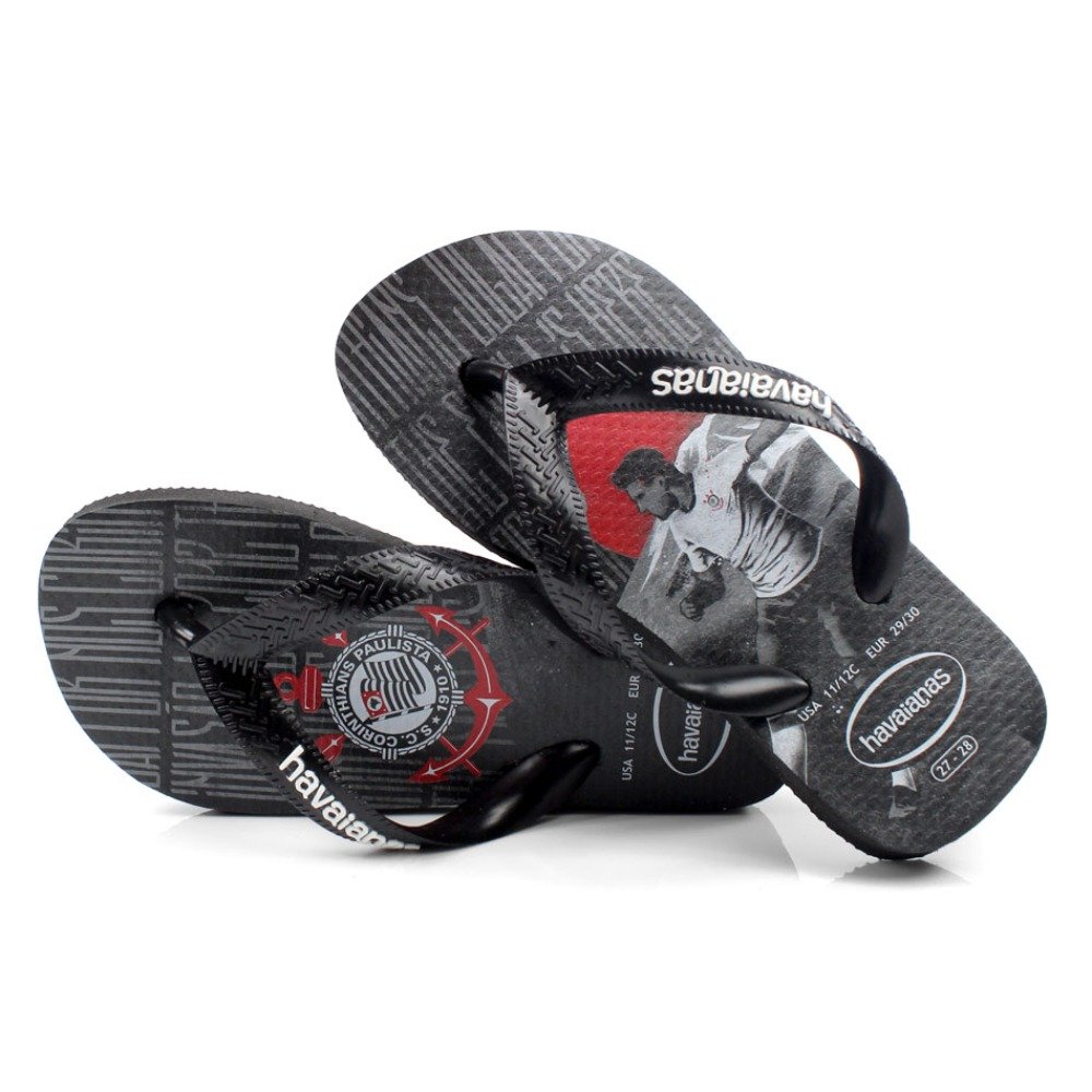 Chinelo Havaianas Top Times Corinthians (33-38) - Preto 0090 Com 12 pares