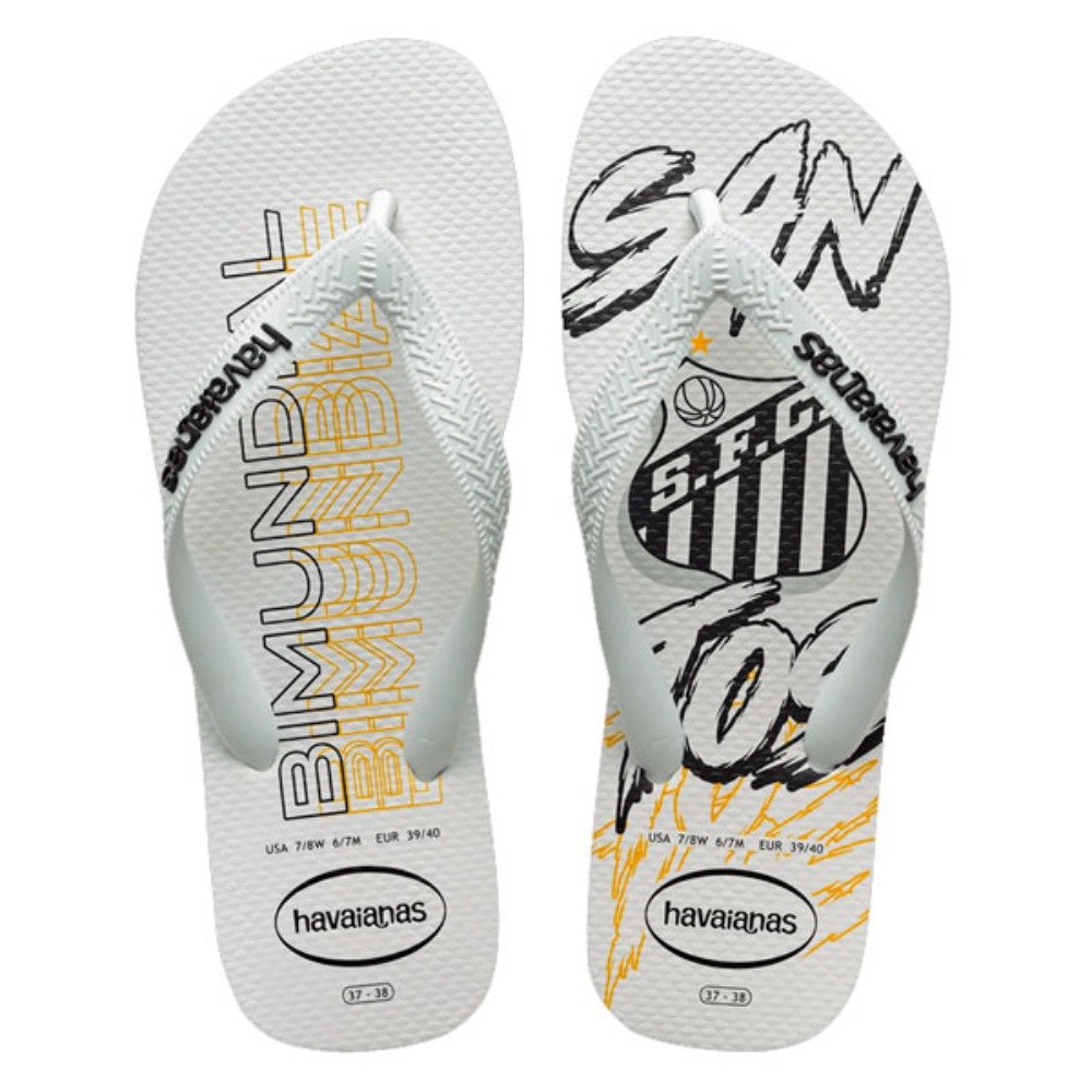 Chinelo Havaianas Top Times Santos (33-38) - Branco 0001 Com 12 pares