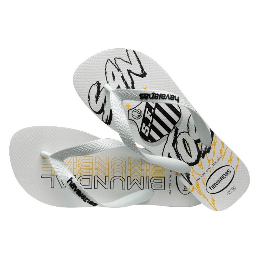 Chinelo Havaianas Top Times Santos (33-38) - Branco 0001 Com 12 pares