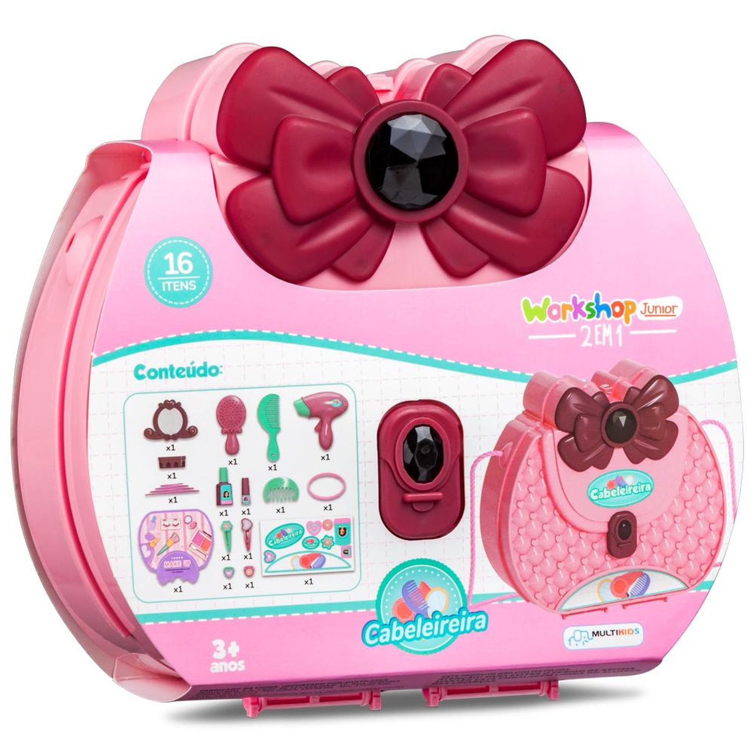 Workshop Jr 2 em 1 Bolsa Fashion Cabeleireira com 16 Acessorios Multikids - BR1684