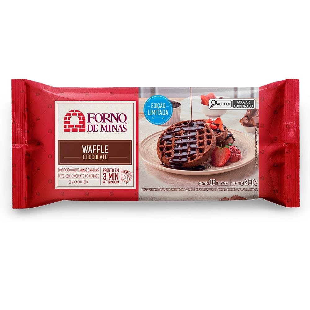 Waffle Congelado Chocolate Forno de Minas Pacote 280g
