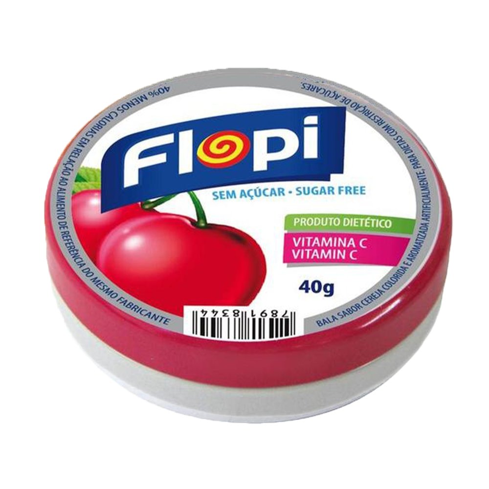 Bala Flopi Sem Acucar Cereja 40g
