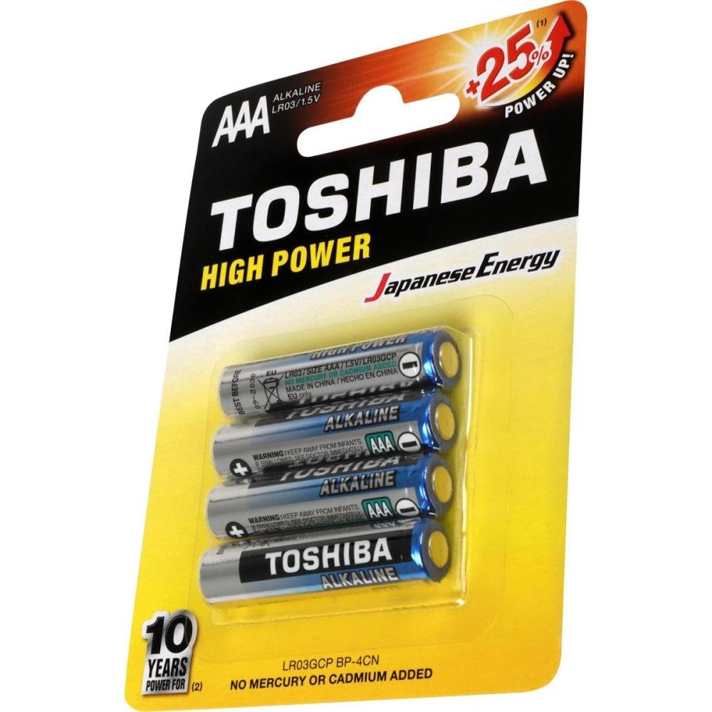 Pilha Alcalina AAA 1,5 Volts Com 4 Pilhas Toshiba