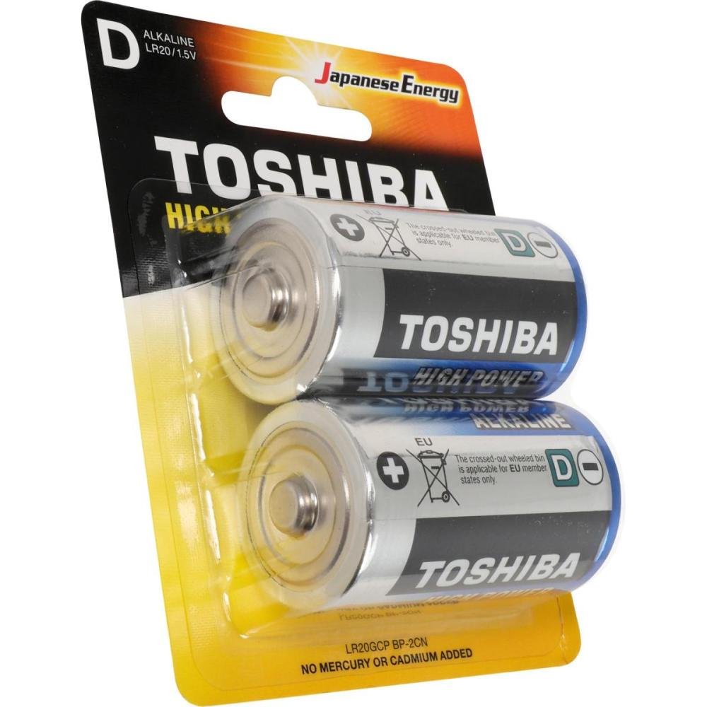 Pilha Alcalina D 1,5V LR20GCP Toshiba - Cartela com 2 unidades