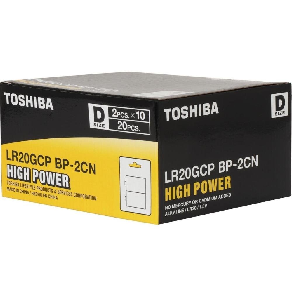 Pilha Alcalina D 1,5V LR20GCP Toshiba - Cartela com 2 unidades