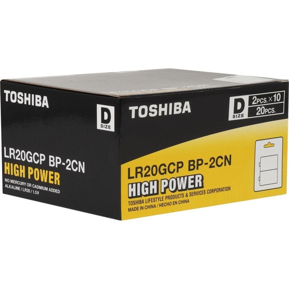 Pilha Alcalina D 1,5V LR20GCP Toshiba - Cartela com 2 unidades